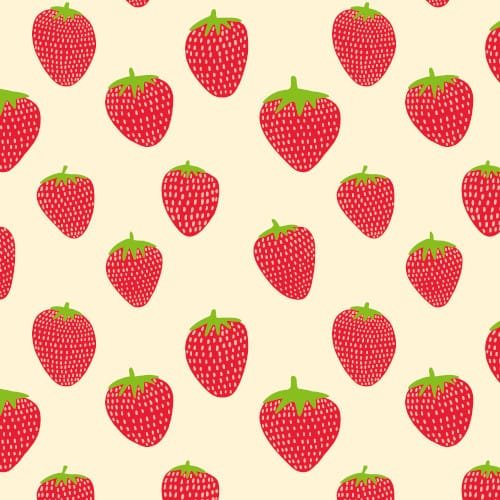 Strawberries Pattern, a simple seamless pattern of juicy red strawberry illustrations on a creamy background
